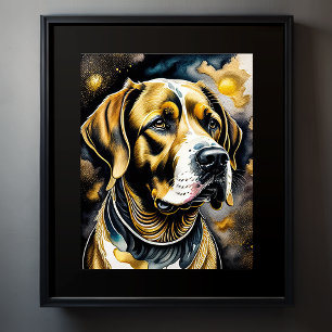 Abstrakt Vattenfärgsfärg för Hund 5:4 Poster
