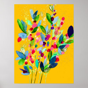 Abstrakt vattenfärgsfärgad blommigt poster