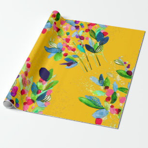 Abstrakt vattenfärgsfärgad blommigt presentpapper