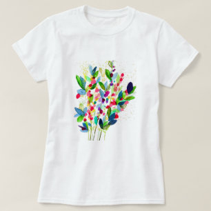 Abstrakt vattenfärgsfärgad blommigt t shirt