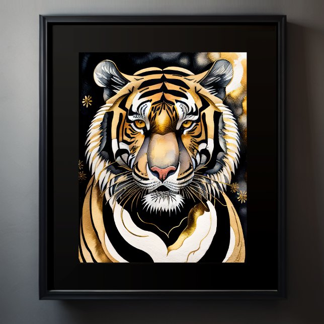 Abstrakt Vattenfärgsfärgning av en tiger 5:4 Poster (Skapare uppladdad)