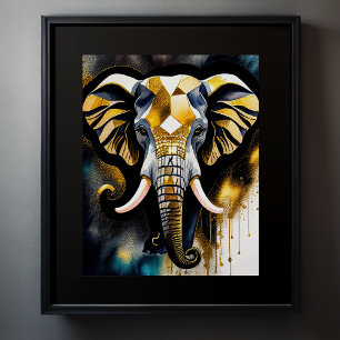 Abstrakt Vattenfärgsfärgning av ett elefant 5:4 Poster