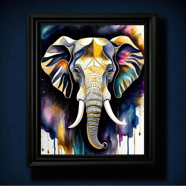 Abstrakt Vattenfärgsfärgning av ett elefant 5:4 Poster (Skapare uppladdad)
