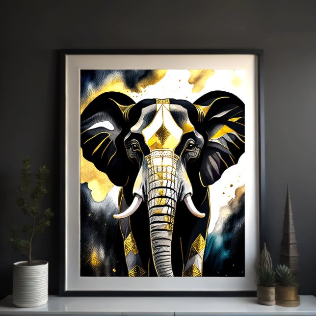 Abstrakt Vattenfärgsfärgning av ett elefant 5:4 Poster (Skapare uppladdad)