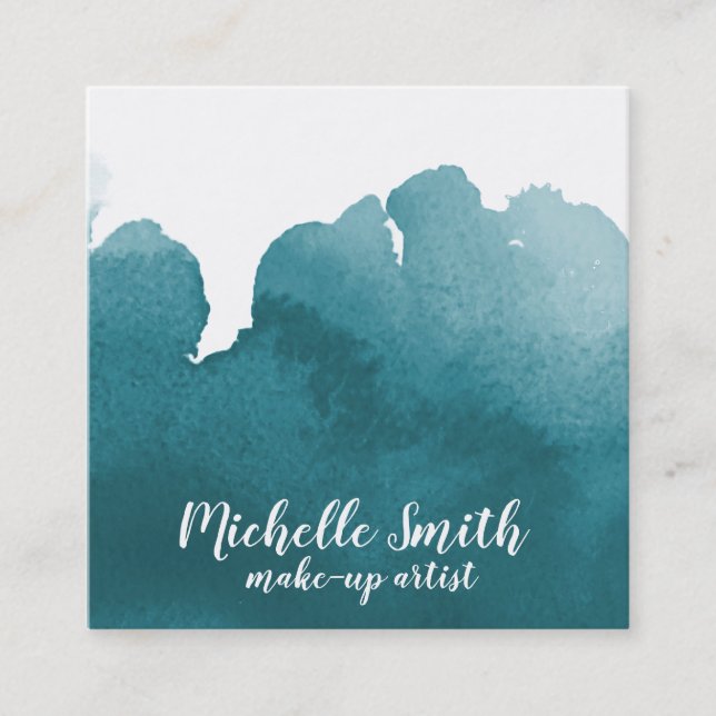 Abstrakt vattenfärgsfärgstreck med penseldrag färg fyrkantigt visitkort (Framsida)
