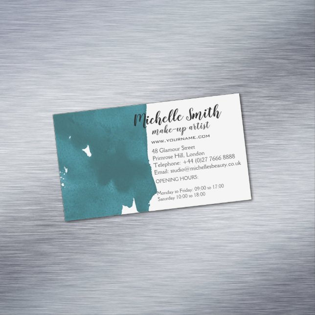 Abstrakt vattenfärgsfärgstreck med penseldrag färg magnetiska visitkort (In Situ)