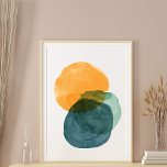 Abstrakt Vattenfärgsformer Teal Organic Aesthetic Poster<br><div class="desc">En underbetonad målning av vattenfärgformer av ekologisk abstrakt i senapsfärgad gult och tealblått och grönt.</div>