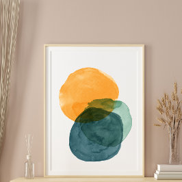 Abstrakt Vattenfärgsformer Teal Organic Aesthetic Poster