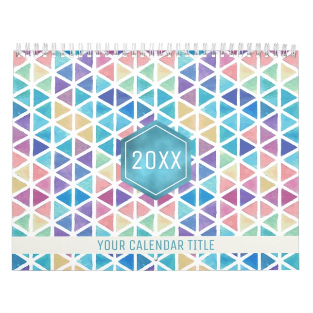 Abstrakt vattenfärgsgeometri ett foto per månad kalender (Omslag)