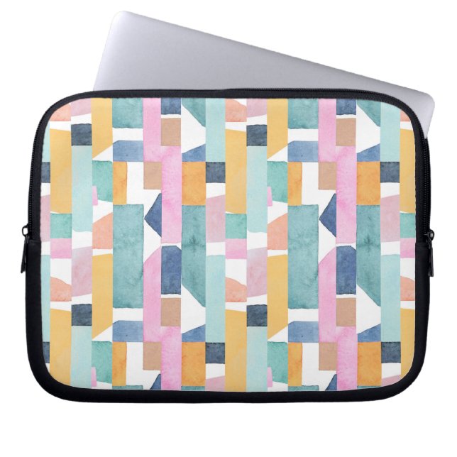 Abstrakt vattenfärgShapemönster Laptop Fodral (Framsidan)