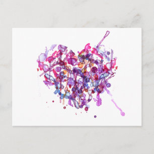 Abstrakt Vattenfärgshjärta för Valentines day Helg Vykort