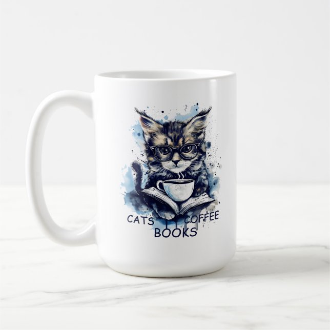 Abstrakt Vattenfärgskaffe Bokar Kaffemugg (Vänster)