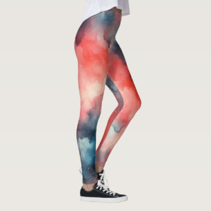 Abstrakt, vattenfärgskosmetisk scen leggings