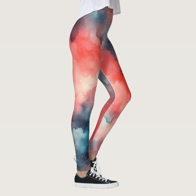 Abstrakt, vattenfärgskosmetisk scen leggings (Höger)