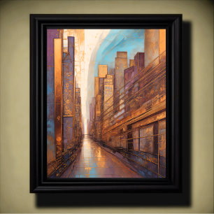Abstrakt Vattenfärgsmålning Guld Cityscape 4:5 Poster