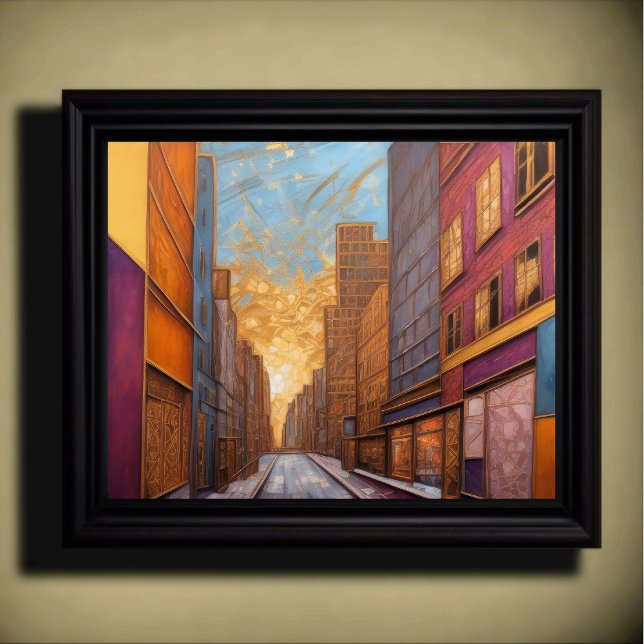 Abstrakt Vattenfärgsmålning Guld Cityscape 5:4 Poster (Skapare uppladdad)