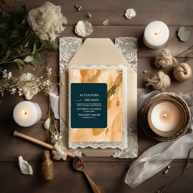 Abstrakt Vattenfärgspenseldrag Bröllop Inbjudningar (Skapare uppladdad)