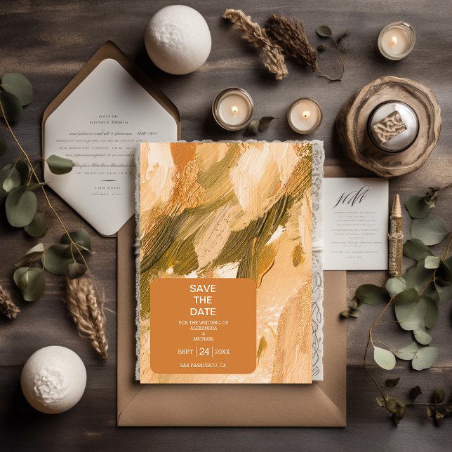 Abstrakt Vattenfärgspenseldrag Bröllop Spara Datumet (Skapare uppladdad)