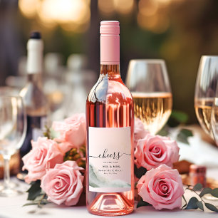 Abstrakt Vattenfärgspensellinjer för Grönt och Gul Vinflaska Etikett