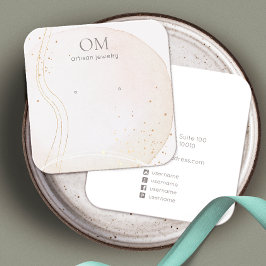 Abstrakt Vattenfärgsstud Visningen Tona vid avläsn Fyrkantigt Visitkort