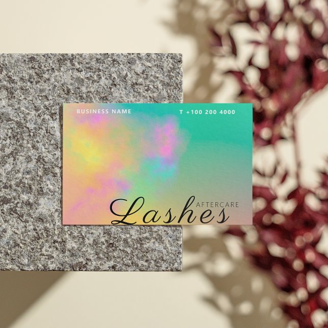 Abstrakt Vattenfärgstreck efter tvättning Visitkort (Abstract Watercolor Lash After Care Instruction Business Card)