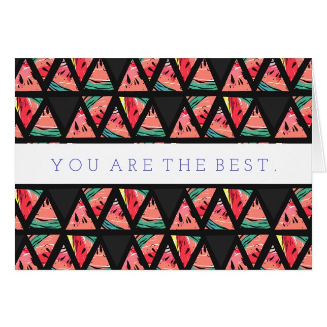 Abstrakt vattenmelonmönster för hand plockade hälsningskort (Framsidan Horizontal)