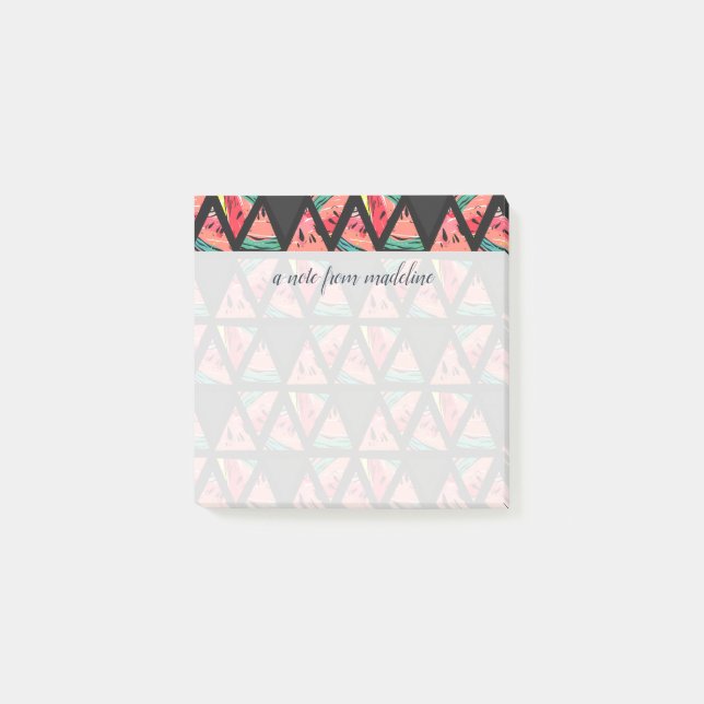 Abstrakt vattenmelonmönster för hand plockade post-it block (Framsida)