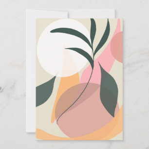 Abstrakt Växtillustration Former Rosa Grönska Inbjudningar