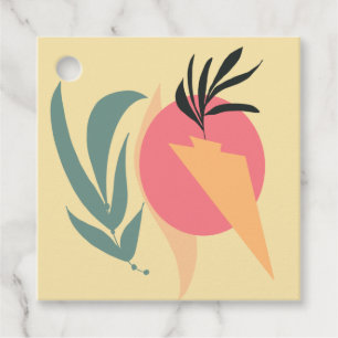Abstrakt växtillustration Former Rosa Gult Gåvor Etiketter