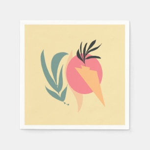 Abstrakt växtillustration Former Rosa Gult Pappersservett