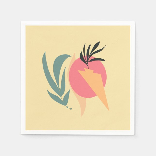 Abstrakt växtillustration Former Rosa Gult    Pappersservett (Framsidan)