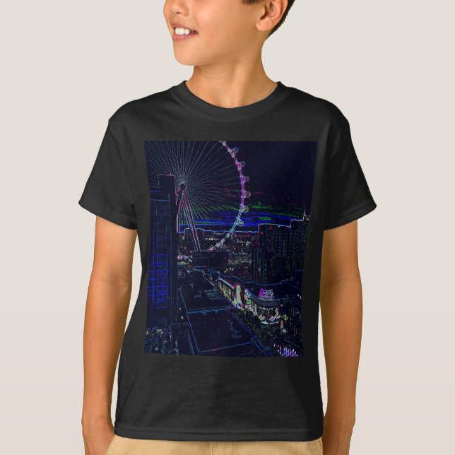 Abstrakt Vegas för pariserhjul för neonkickrulle T-shirt (Framsida)