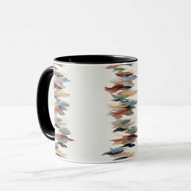 Abstrakt Vertikal Penseeldrag Mugg – Konst Kaffe K (Framsida vänster)