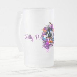 Abstrakt Vibrant Carnival Panman Frostat Ölglas