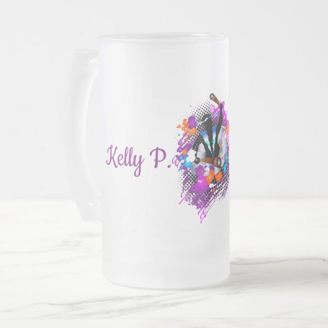 Abstrakt Vibrant Carnival Panman Frostat Ölglas (Framsida vänster)