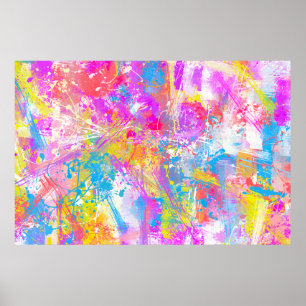 Abstrakt Vibrant färgade färgstreck Poster