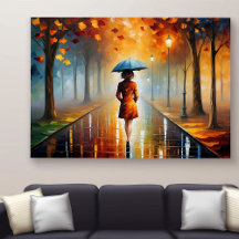Abstrakt Vibrant Höst löv Rainy Street på hösten