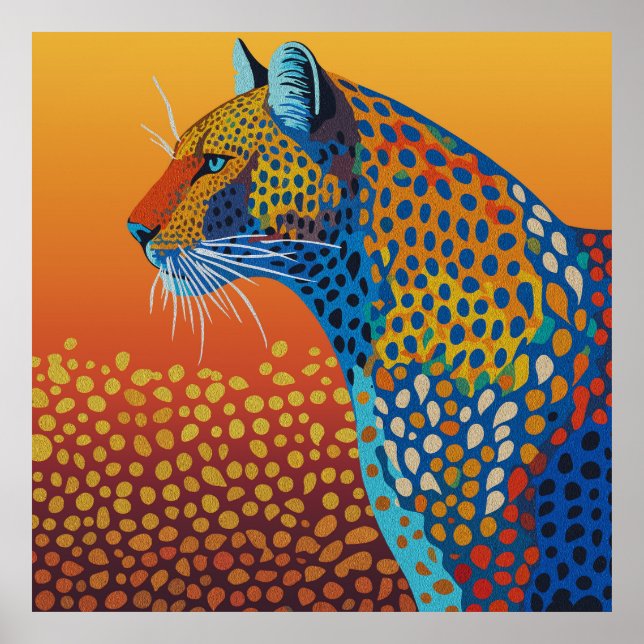 Abstrakt Vibrant Leopard Art Poster (Framsidan)