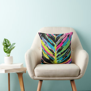 Abstrakt Vibrant Multifärgad Tropical Löv Kudde