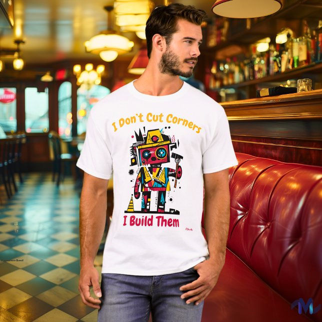 Abstrakt Vibrant Robot Builder Graphic T-Shirt (Skapare uppladdad)