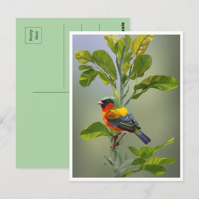 Abstrakt Viktigt fåglar vid Träd Gren Vykort (Fram/baksida)