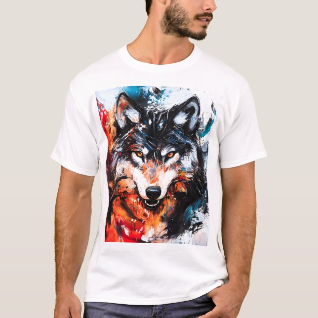 Abstrakt vild ande varg t shirt (Framsida)