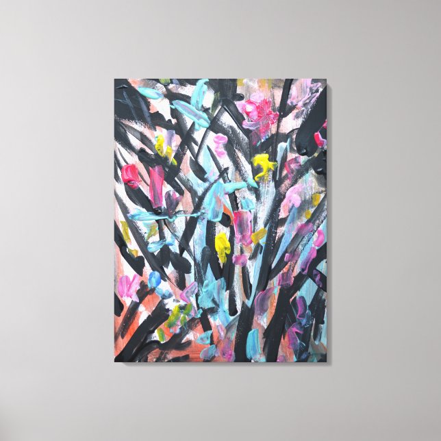 Abstrakt Vild Botanisk Neo-Expressionist Canvastryck (Framsida)