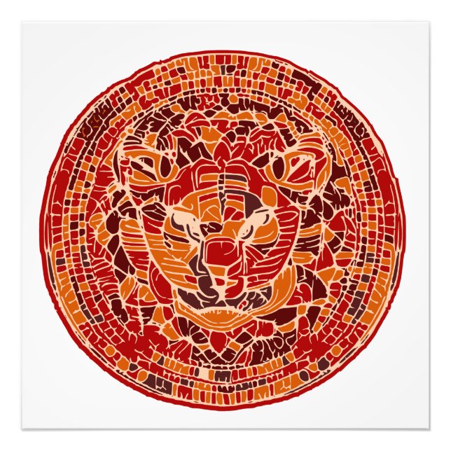 Abstrakt Vild katt Head Fototryck (Framsidan)