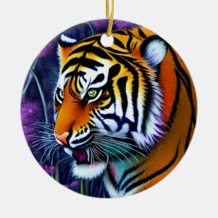 Abstrakt Vild Majestic Predator Tiger Julgransprydnad Keramik