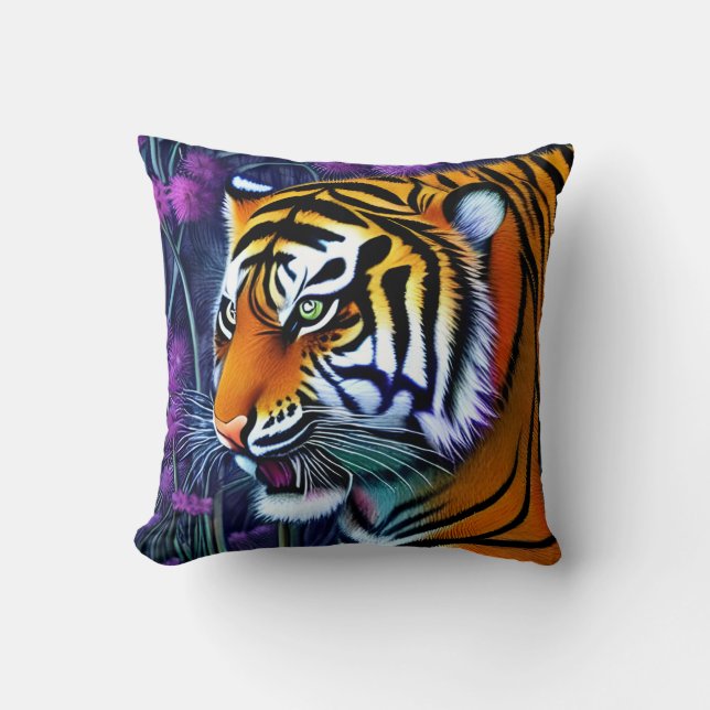 Abstrakt Vild Majestic Predator Tiger Kudde (Framsida)