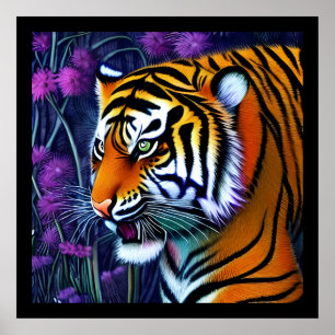 Abstrakt Vild Majestic Predator Tiger Poster