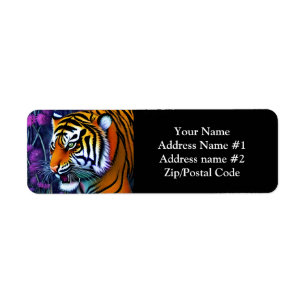 Abstrakt Vild Majestic Predator Tiger Returadress Etikett