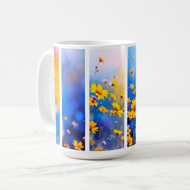 Abstrakt vildblomma kaffemugg (Framsida vänster)