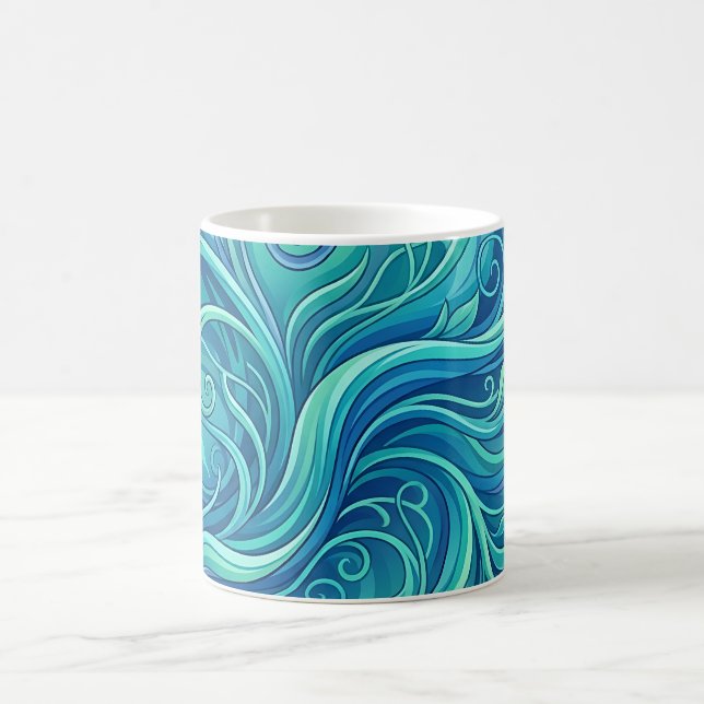 Abstrakt vin oceanblå kaffemugg (Center)